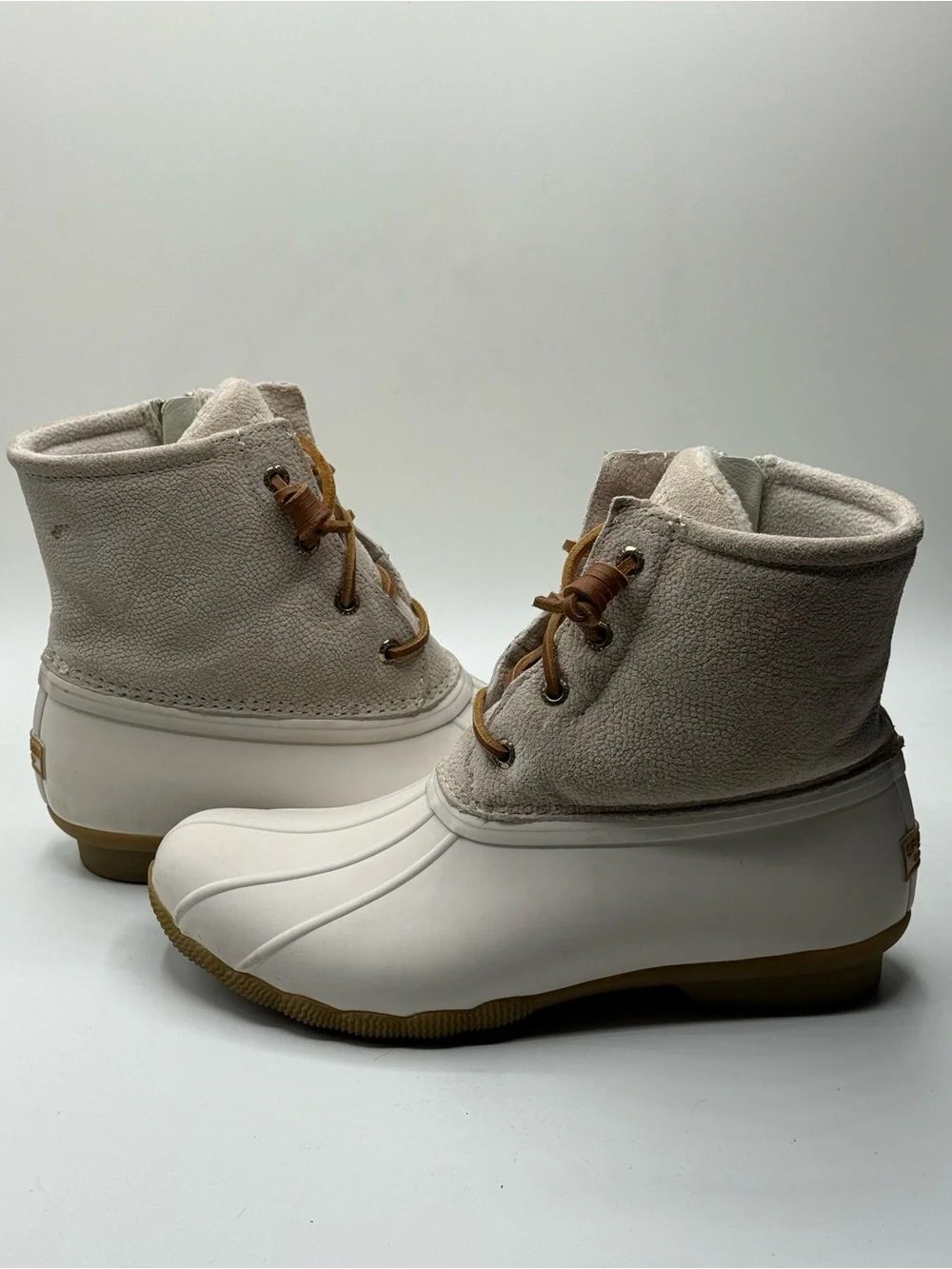 Sperry Cream & Light Gray and Brown Duck Boots